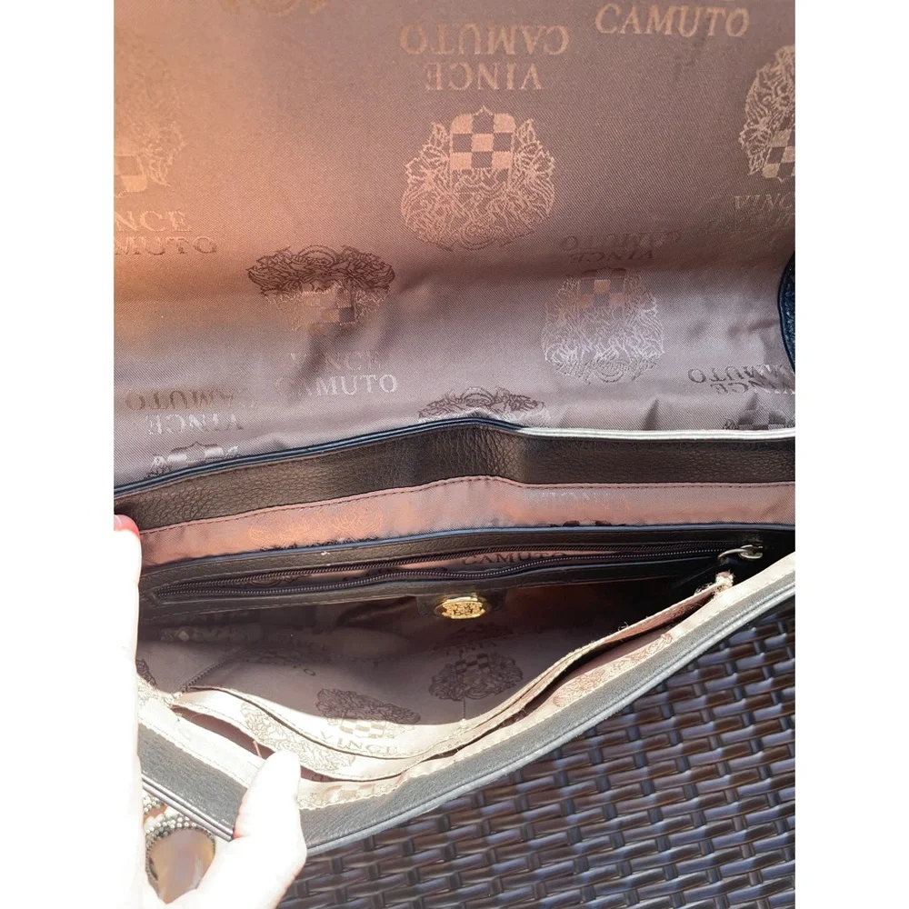 Vince Camuto large black business bag purse with gold hardware